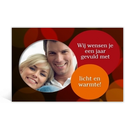 Voorbeeld foto kerstkaart met ronde tekstkaders