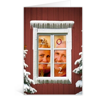 Voorbeeld foto kerstkaart met sneeuwraam