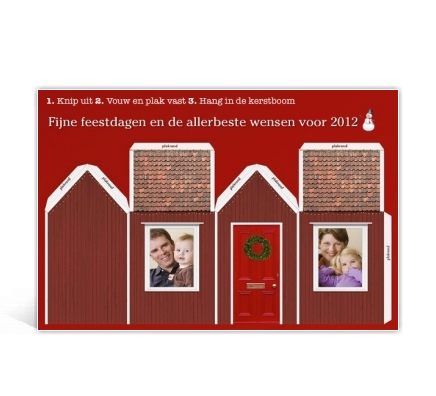 Voorbeeld foto kerstkaart met vouwhuisje
