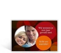 Voorbeeld foto kerstkaart met ronde tekstkaders
