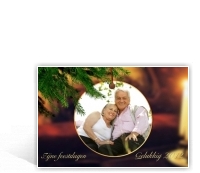 Voorbeeld foto kerstkaart met kerstboom-hanger