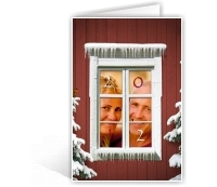 Voorbeeld foto kerstkaart met sneeuwraam