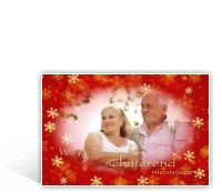 Voorbeeld foto kerstkaart met rode sterrrenlijst
