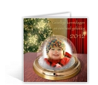 voorbeeld foto kerstkaart met foto sneeuwbol 