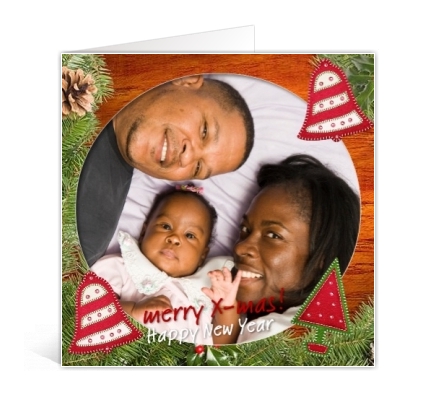 voorbeeld foto kerstkaart met foto en kerstversiering