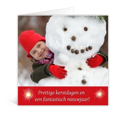 Voorbeeld foto kerstkaart meisje met sneeuwpop 