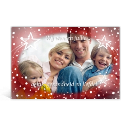 voorbeeld foto kerstkaart ronde fotolijst gloeisterren